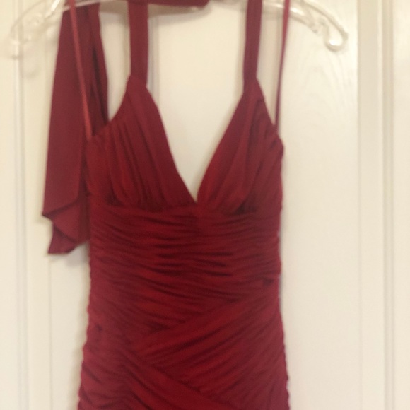 Deep Red BCBGMAXAZRIA Jersey Halter Dress - Picture 3 of 5